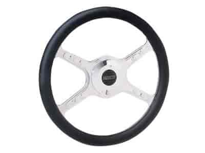Delahaye Billet Steering Wheel Solid 4-spoke Black leather grip