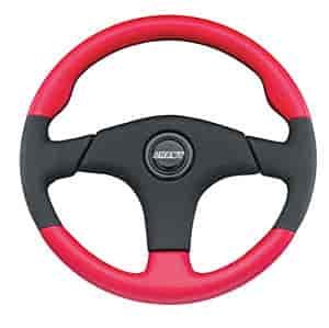 Red Leather Grained Grip w/ Black Diamond Grip Accents and Center Pad 13 1/2" Dia.