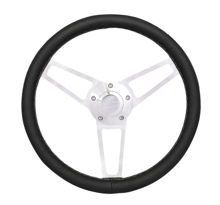 1901-2 Billet Series Leather Steering Wheel Kit for 1970-1975 Select Chevrolet GM Trucks Vans & SUVs [Polished]