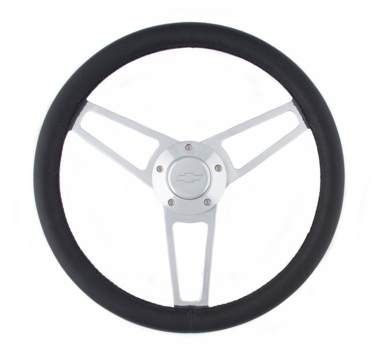1901 Billet Series Leather Steering Wheel Kit for 1968-1994 Select Chevrolet Cars Trucks & SUVs [Polished]