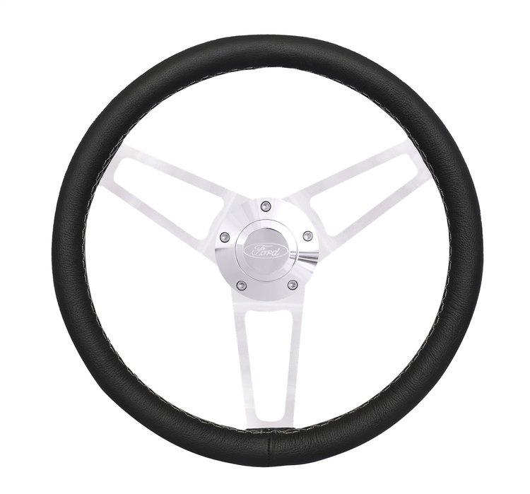 1902-1 Billet Series Leather Steering Wheel Kit for 1969-1991 Select Ford Cars Trucks & SUVs [Polished]