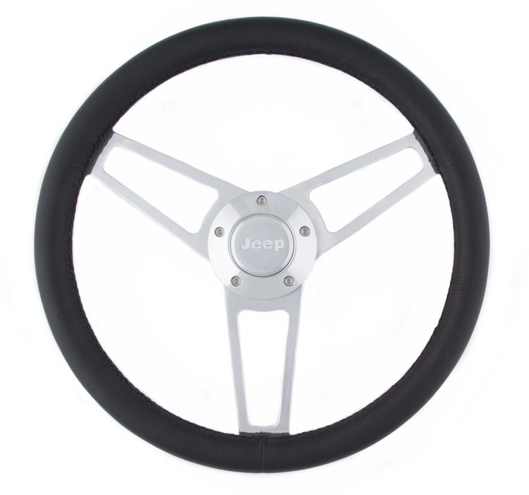 1904 Billet Series Leather Steering Wheel Kit for 1974-1995 Select Jeep Models [Polished]