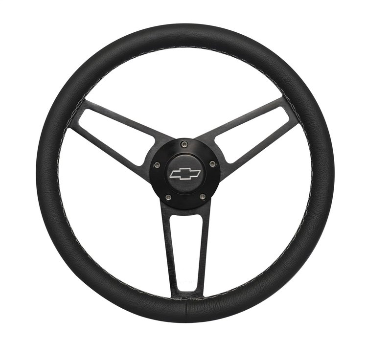 1906 Billet Series Leather Steering Wheel Kit for 1968-1994 Select Chevrolet Cars Trucks & SUVs [Black]