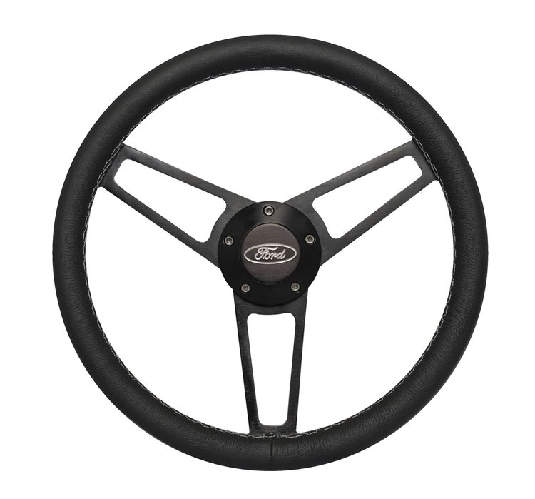 1908 Billet Series Leather Steering Wheel Kit for 1965-1977  Select Ford Trucks Vans & SUVs [Black]