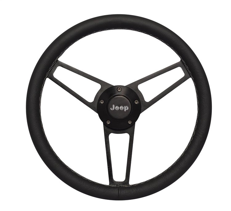 1909 Billet Series Leather Steering Wheel Kit for 1974-1995 Select Jeep Models [Black]