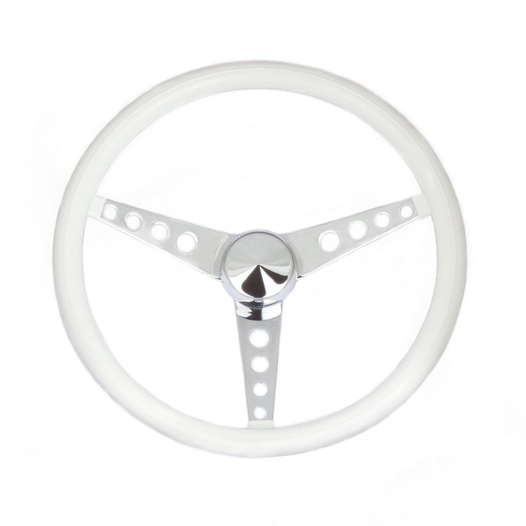 270 Classic 15 in. White Vinyl Steering Wheel with Chrome 3-Spoke
