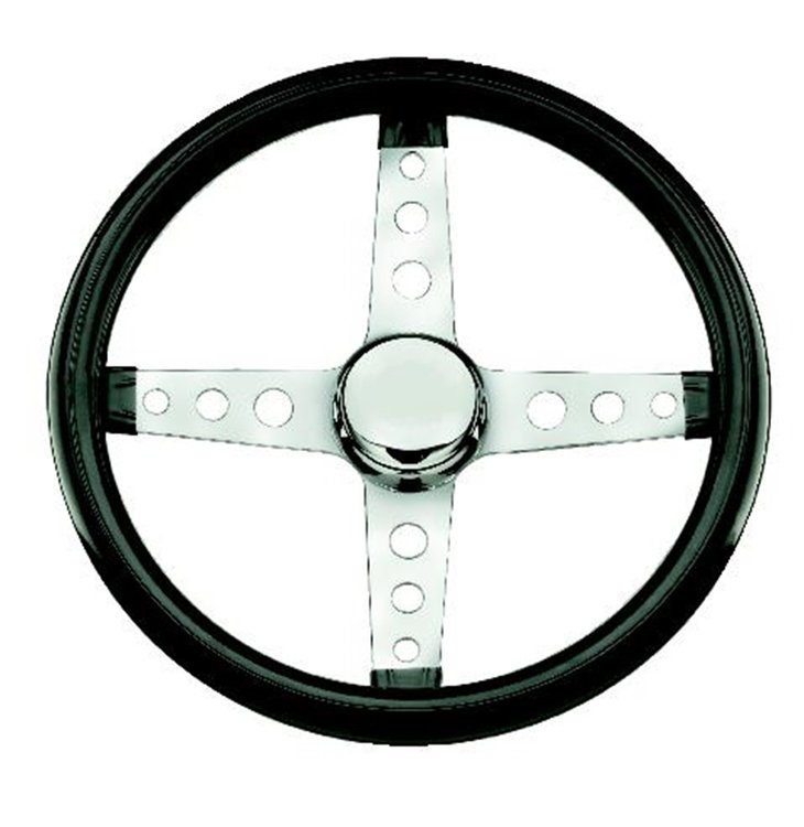 Classic 4-Spoke Steering Wheel Gloss Black Vinyl Grip