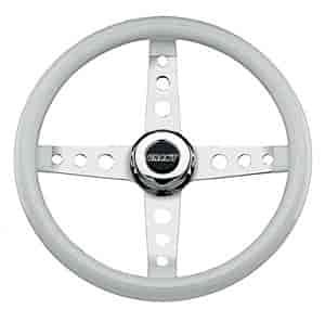Classic 4-Spoke Steering Wheel Gloss White Vinyl Grip
