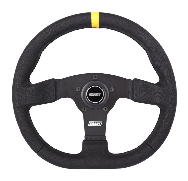603-S D Series Steering Wheel Black with Yellow Center Stripe