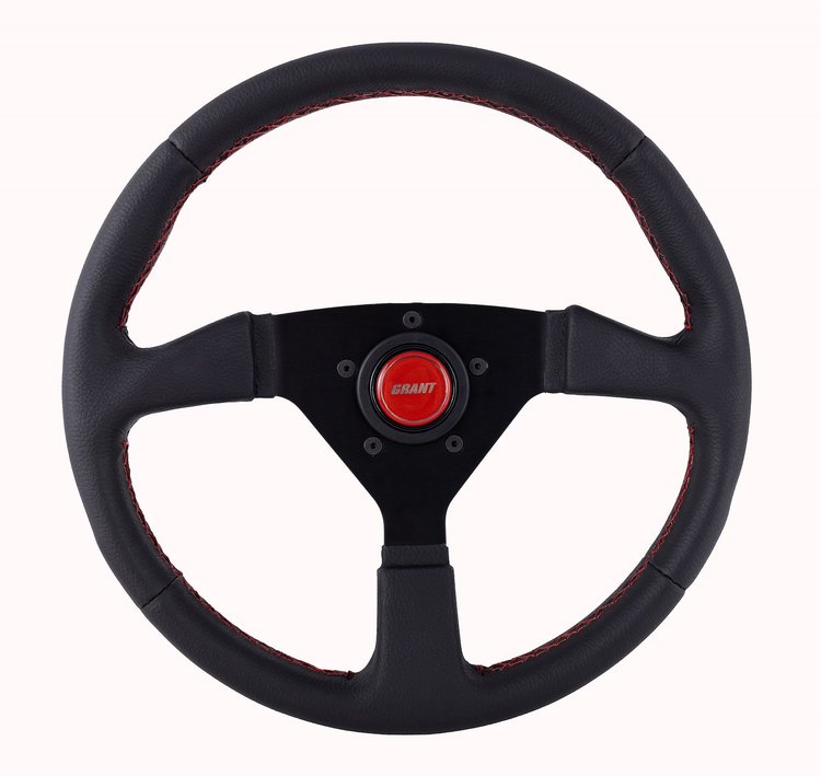 625 Performance Steering Wheel 13.75 in. Wrapped w/Red Stitching & Center Cap