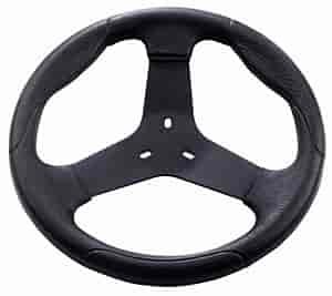 Kart Model Steering Wheel Black Molded Polyurethane Grip 3-Spoke - Black 11-3/4" Diameter 1-1/8" Dish