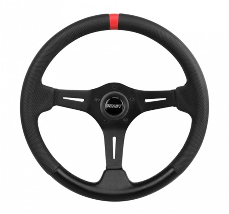 Performance & Race Series Steering Wheel Black Anodized with Red Top Marker/Racing Strip