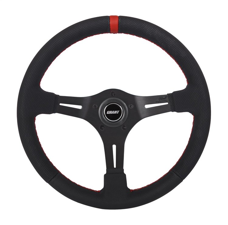 Performance & Race Series Steering Wheel Black Anodized with Red Top Marker/Racing Strip