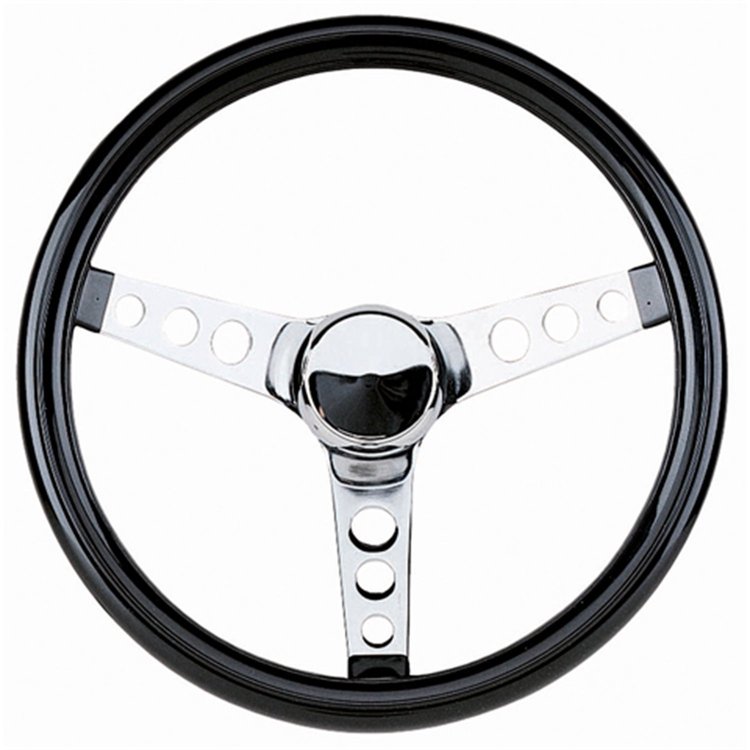 Classic 3-Spoke Steering Wheel Gloss Black Vinyl Grip