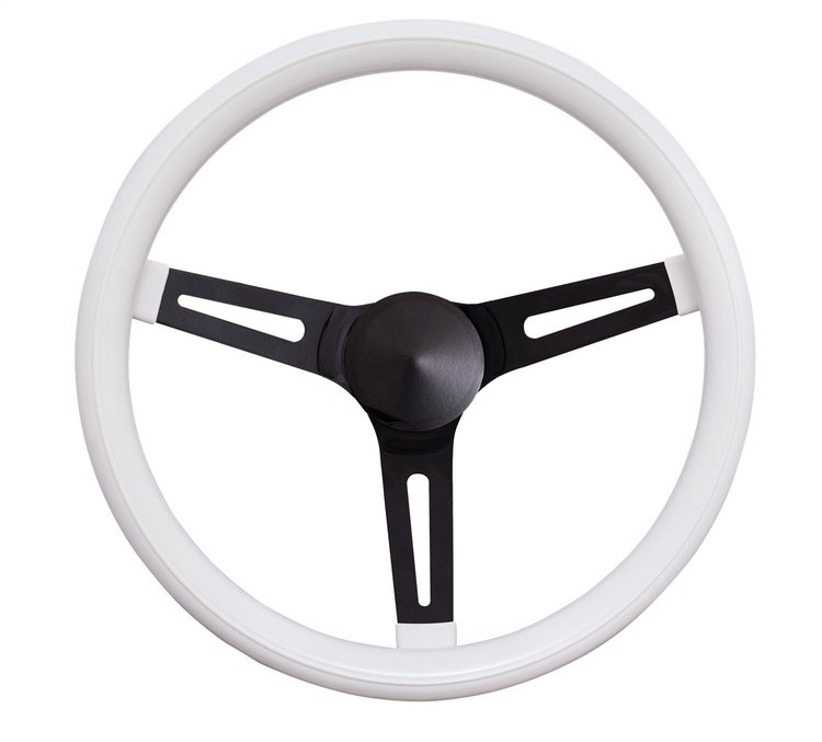 8546W Classic Series Chrome Slotted Wheel White Grip 3-Spoke Design Chrome Spokes