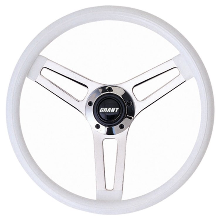 Classic 3-Spoke Steering Wheel Gloss White Vinyl Grip