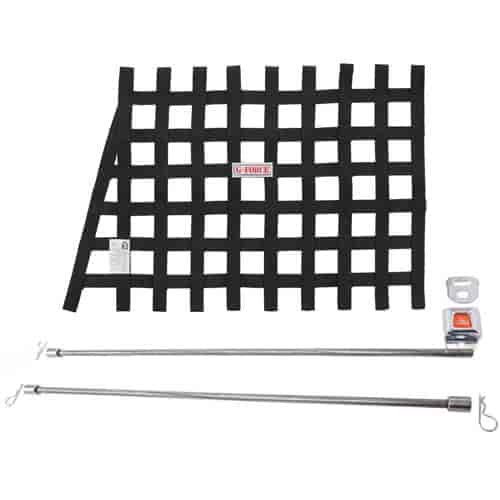Black Angle Ribbon Window Net Kit Includes: Ribbon Window Net