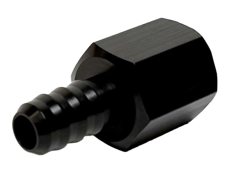 PF-4000 Adapter Fitting, -6 AN Female to 3/8 in. Hose Barb, Straight, Aluminum [Black Anodized]