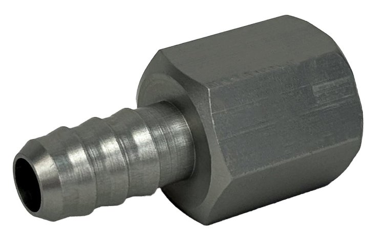 PF-4002-C Adapter Fitting, -6 AN Female to 5/16 in. Hose Barb, Straight, Aluminum, [Clear Anodized]