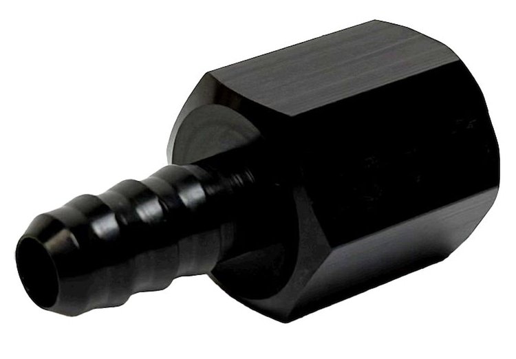 PF-4002 Adapter Fitting, -6 AN Female to 5/16 in. Hose Barb, Straight, Aluminum [Black Anodized]