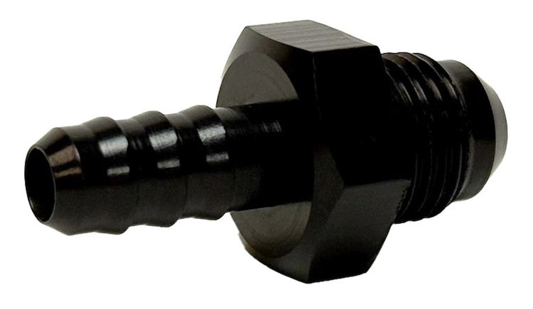 PF-4003 Adapter Fitting, -6 AN Male to 5/16 in. Hose Barb, Straight, Aluminum [Black Anodized]