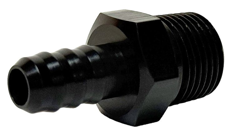 PF-4200 Adapter Fitting, 3/8 in. NPT Male to 5/16 in. Hose Barb, Straight, Aluminum [Black Anodized]