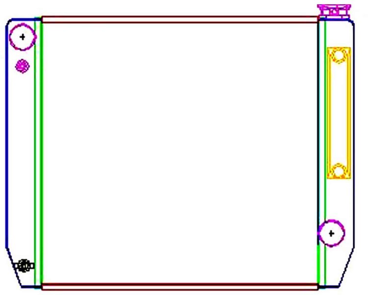ClassicCool Universal Fit Radiator Single Pass Crossflow Design 24" x 19" for HEMI Swap with Transmission Cooler