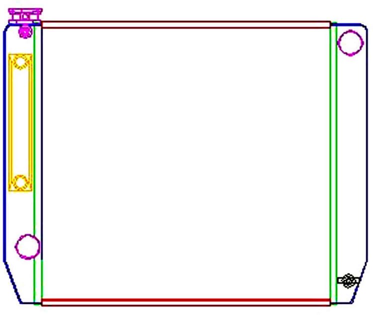 ClassicCool Universal Fit Radiator Single Pass Crossflow Design 24" x 19" with Steam Fitting & Transmission Cooler