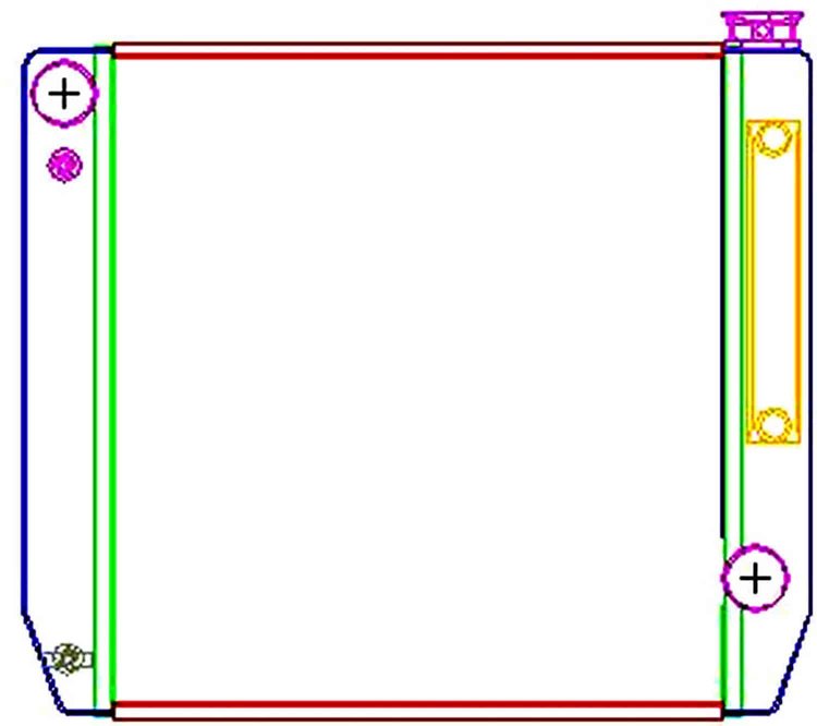 MegaCool Universal Fit Radiator Single Pass Crossflow Design 22" x 19" for HEMI Swap with Transmission Cooler
