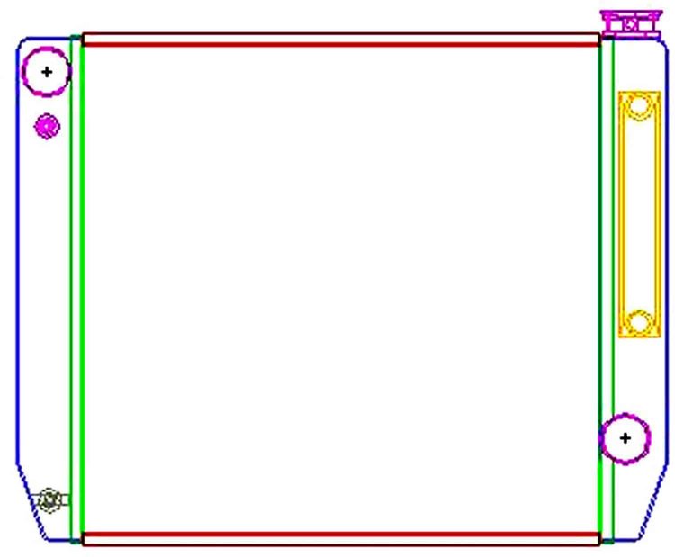 MegaCool Universal Fit Radiator Single Pass Crossflow Design 24" x 19" for HEMI Swap with Transmission Cooler