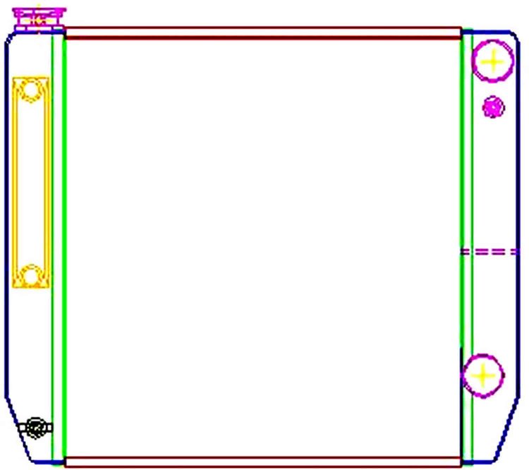 MegaCool Universal Fit Radiator Dual Pass Crossflow Design 22" x 19" for HEMI Swap with Transmission Cooler