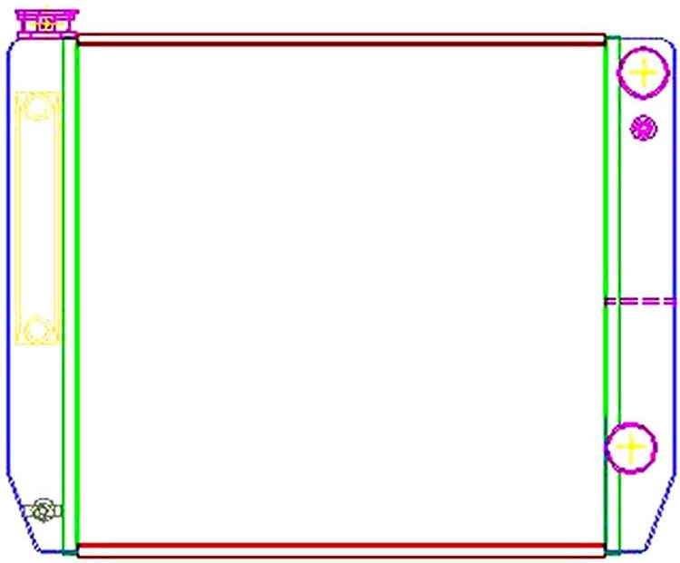 MegaCool Universal Fit Radiator Dual Pass Crossflow Design 24" x 19" for HEMI Swap with Transmission Cooler