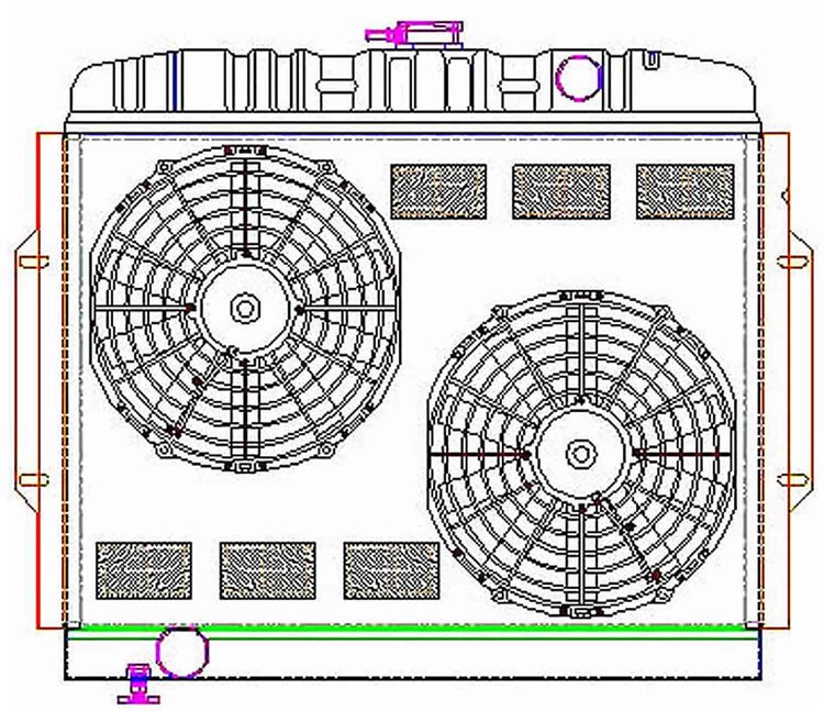 ExactFit Radiator ComboUnit for 1967-1974 AMX/Ambasador/Gremlin/Hornet/Javelin with Grille Side Mounting Brackets