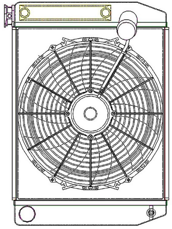 ClassicCool ComboUnit Universal Fit Radiator and Fan Single Pass Crossflow Design 22" x 15.50" with Transmission Cooler