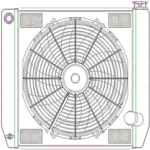 ClassicCool ComboUnit Universal Fit Radiator and Fan Single Pass Crossflow Design 22" x 19" with 16AN Inlet