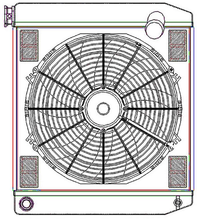 ClassicCool ComboUnit Universal Fit Radiator and Fan Single Pass Crossflow Design 22" x 15.50" with 16AN Inlet/Outlet