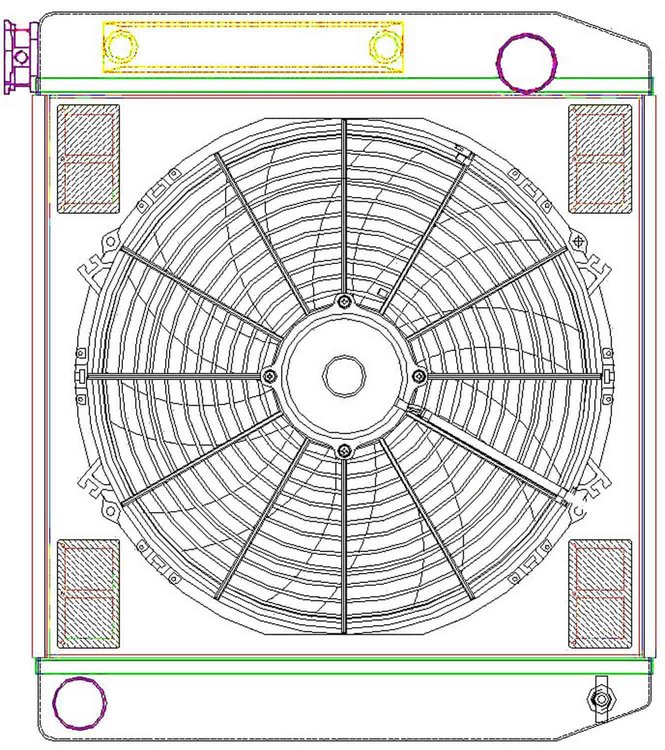 ClassicCool ComboUnit Universal Fit Radiator and Fan Single Pass Crossflow Design 22" x 19" with Transmission Cooler