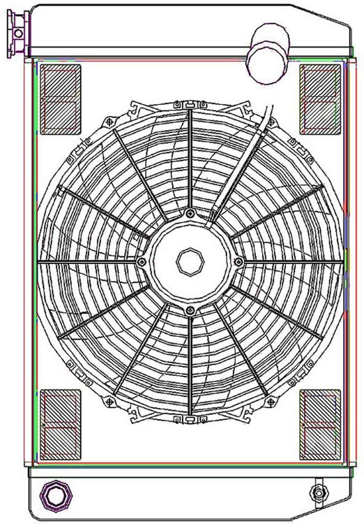 ClassicCool ComboUnit Universal Fit Radiator and Fan Single Pass Crossflow Design 24" x 15.50" with 16AN Inlet