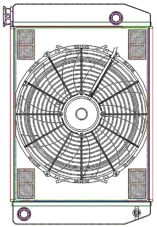 ClassicCool ComboUnit Universal Fit Radiator and Fan Single Pass Crossflow Design 24" x 15.50" with 16AN Inlet/Outlet