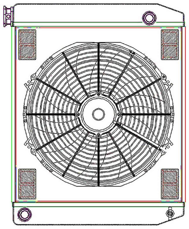 ClassicCool ComboUnit Universal Fit Radiator and Fan Single Pass Crossflow Design 24" x 15.50" with 16AN Inlet/Outlet