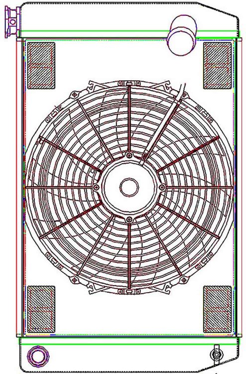 ClassicCool ComboUnit Universal Fit Radiator and Fan Single Pass Crossflow Design 26" x 15.50" with 16AN Inlet