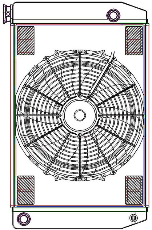 ClassicCool ComboUnit Universal Fit Radiator and Fan Single Pass Crossflow Design 26" x 15.50" with 16AN Inlet/Outlet