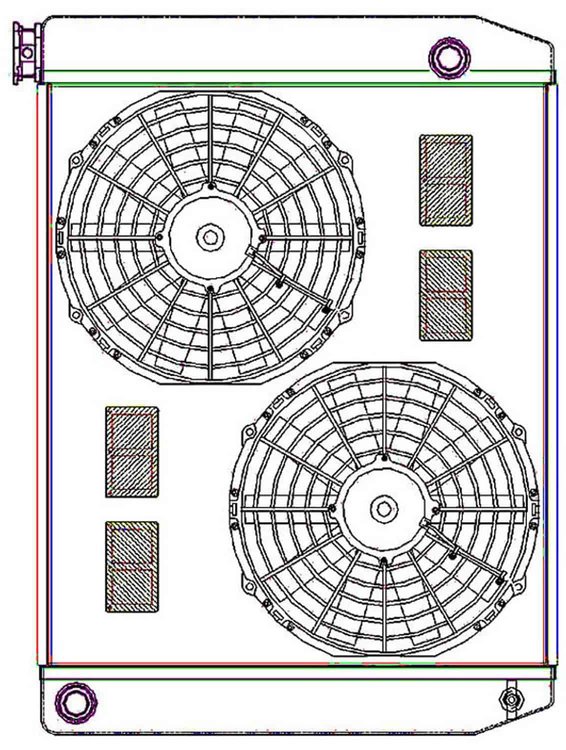 ClassicCool ComboUnit Universal Fit Radiator and Fan Single Pass Crossflow Design 26" x 19" with 16AN Inlet/Outlet