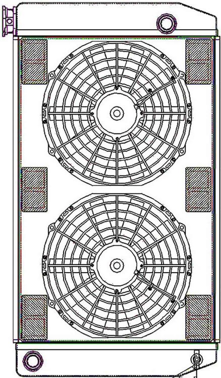 ClassicCool ComboUnit Universal Fit Radiator and Fan Single Pass Crossflow Design 27.50" x 15.50" with 16AN Inlet/Outlet