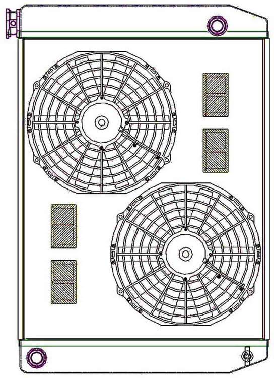 ClassicCool ComboUnit Universal Fit Radiator and Fan Single Pass Crossflow Design 27.50" x 19" with 16AN Inlet/Outlet