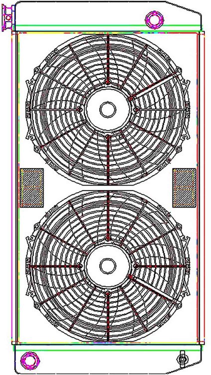 ClassicCool ComboUnit Universal Fit Radiator and Fan Single Pass Crossflow Design 31" x 15.50" with 16AN Inlet/Outlet