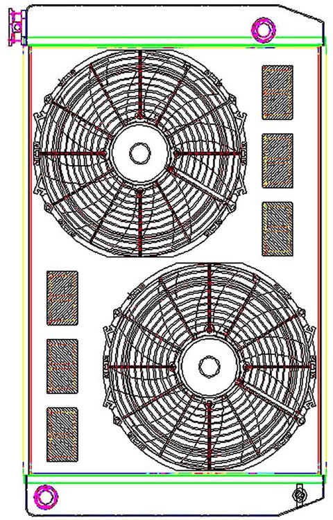 ClassicCool ComboUnit Universal Fit Radiator and Fan Single Pass Crossflow Design 31" x 19" with 16AN Inlet/Outlet
