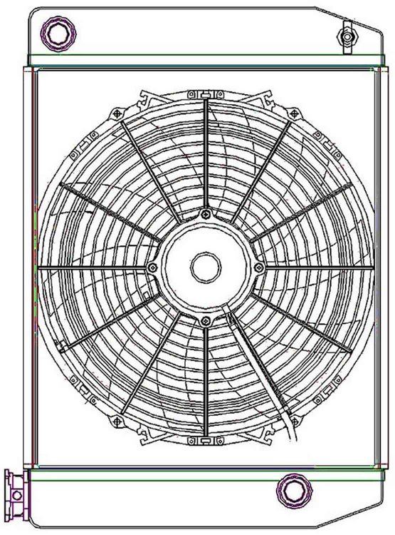 ClassicCool ComboUnit Universal Fit Radiator and Fan Single Pass Crossflow Design 22" x 15.50" with 16AN Inlet/Outlet