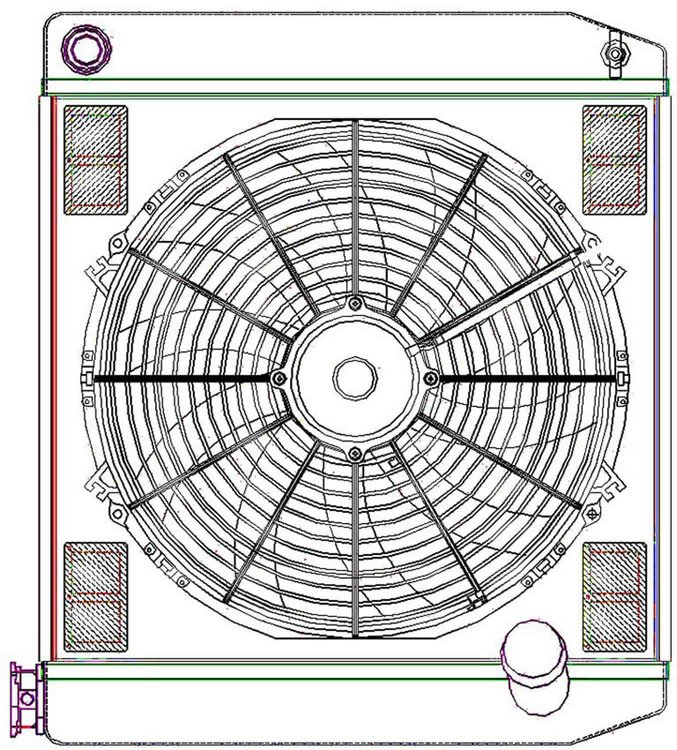 ClassicCool ComboUnit Universal Fit Radiator and Fan Single Pass Crossflow Design 22" x 19" with 16AN Inlet