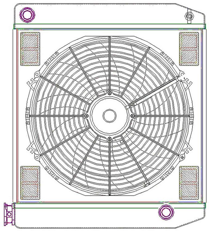ClassicCool ComboUnit Universal Fit Radiator and Fan Single Pass Crossflow Design 22" x 19" with 16AN Inlet/Outlet